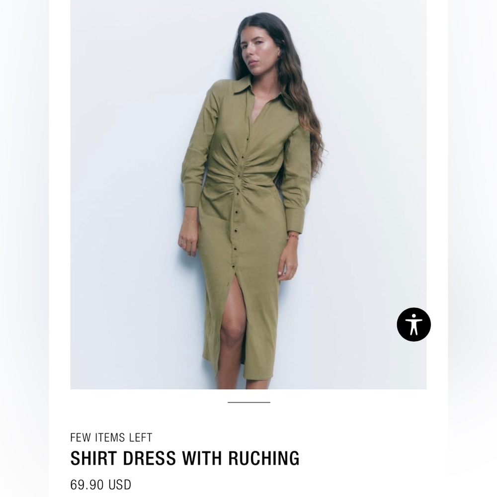 Zara shirt dress with ruching